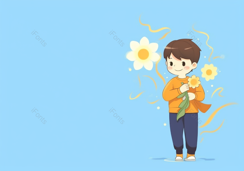 左边留白蓝底儿童节节日可爱小孩男孩一个人简约背景插画,插画/手绘图,插画/手绘图库,插画/手绘图下载,插画/手绘
